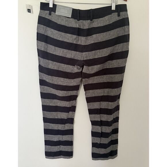 NWT GAP Slim Crop Pants Rugby Stripe Linen Cotton Blend Lightweight Trousers 6 - Picture 3 of 10